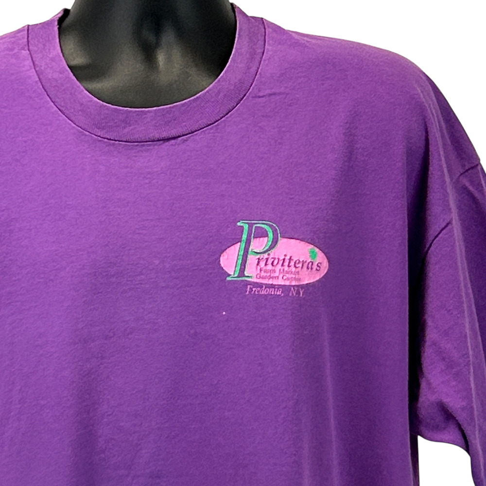 Vintage Priviteras Farm Market T Shirt Mens 3XL Purple 90s Fredonia New York USA